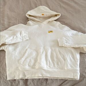 Yellow label Cream Hoodie with logo